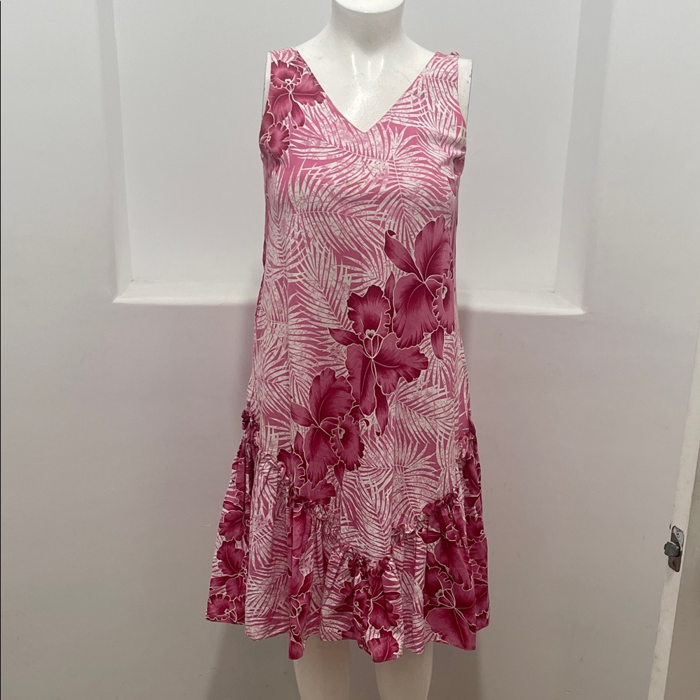 Sleeveless Pink Floral Midi Dress